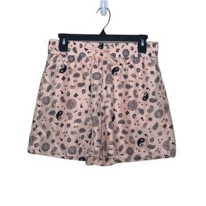 NWT J. CREW | Silk Bandana Paisley Light Pink Drawstring Elastic Waist Shorts